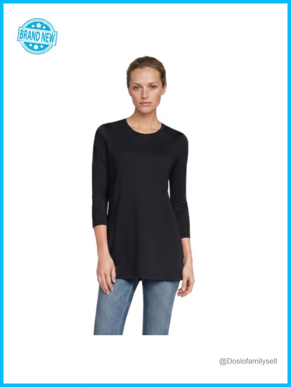 Supima Cotton 3/4 Sleeve Crewneck Tunic